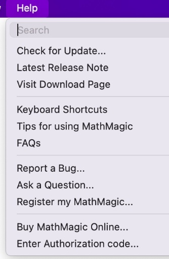 Help menu