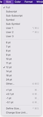 Size-menu